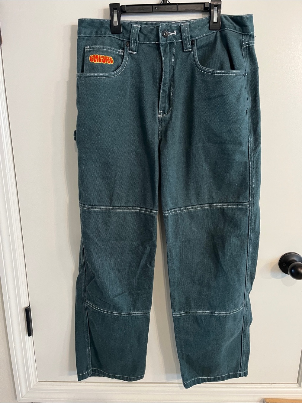 Mens size 30X27 EMPYRE Green Baggy Carpenter Relaxed Fit Jeans